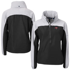 Tampa Bay Buccaneers Cutter & Buck Women's Charter Eco Recycled Half-Zip Hooded Anorak Jacket | NFL Hot