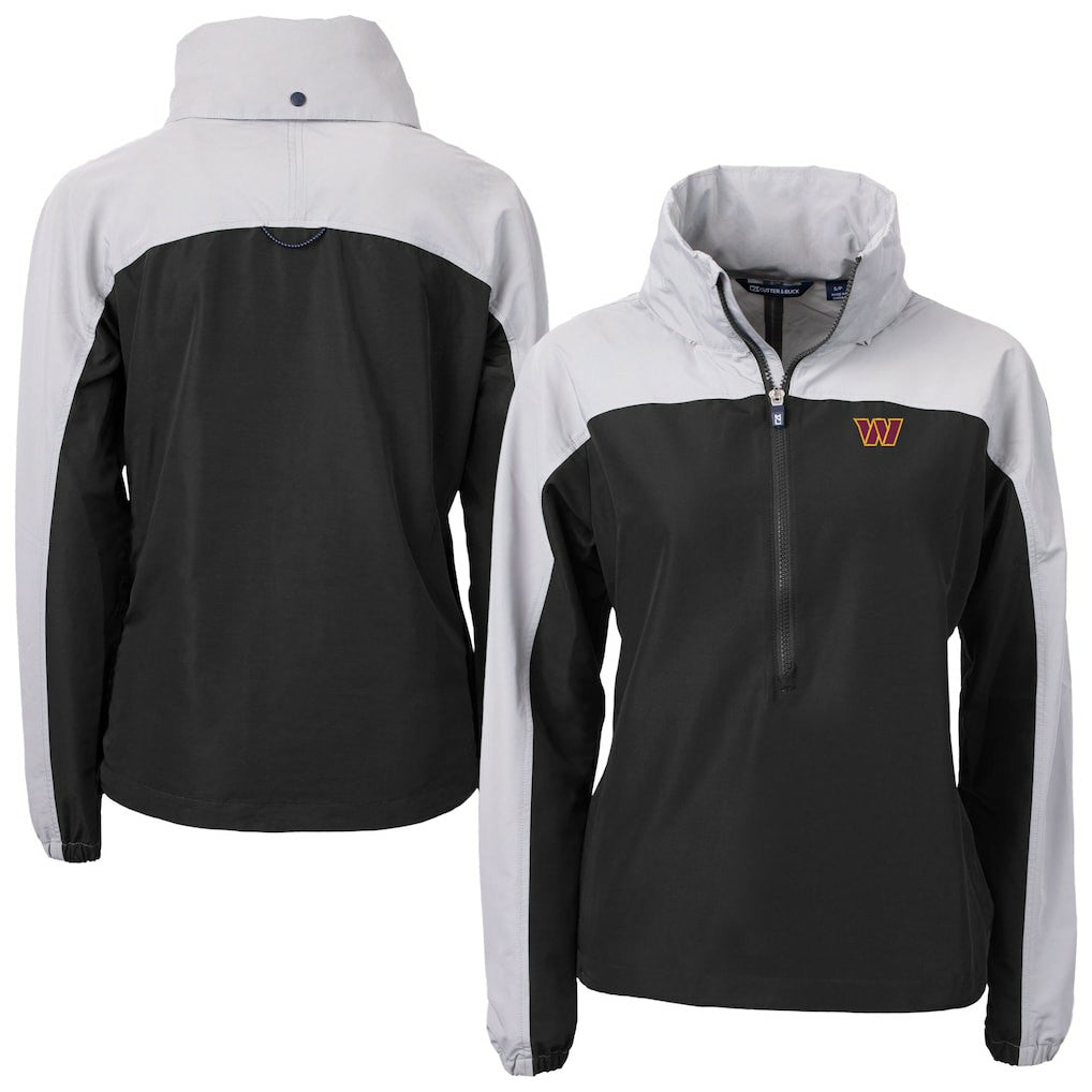 Washington Commanders Cutter & Buck Women's Charter Eco Recycled Half-Zip Hooded Anorak Jacket | NFL Hot