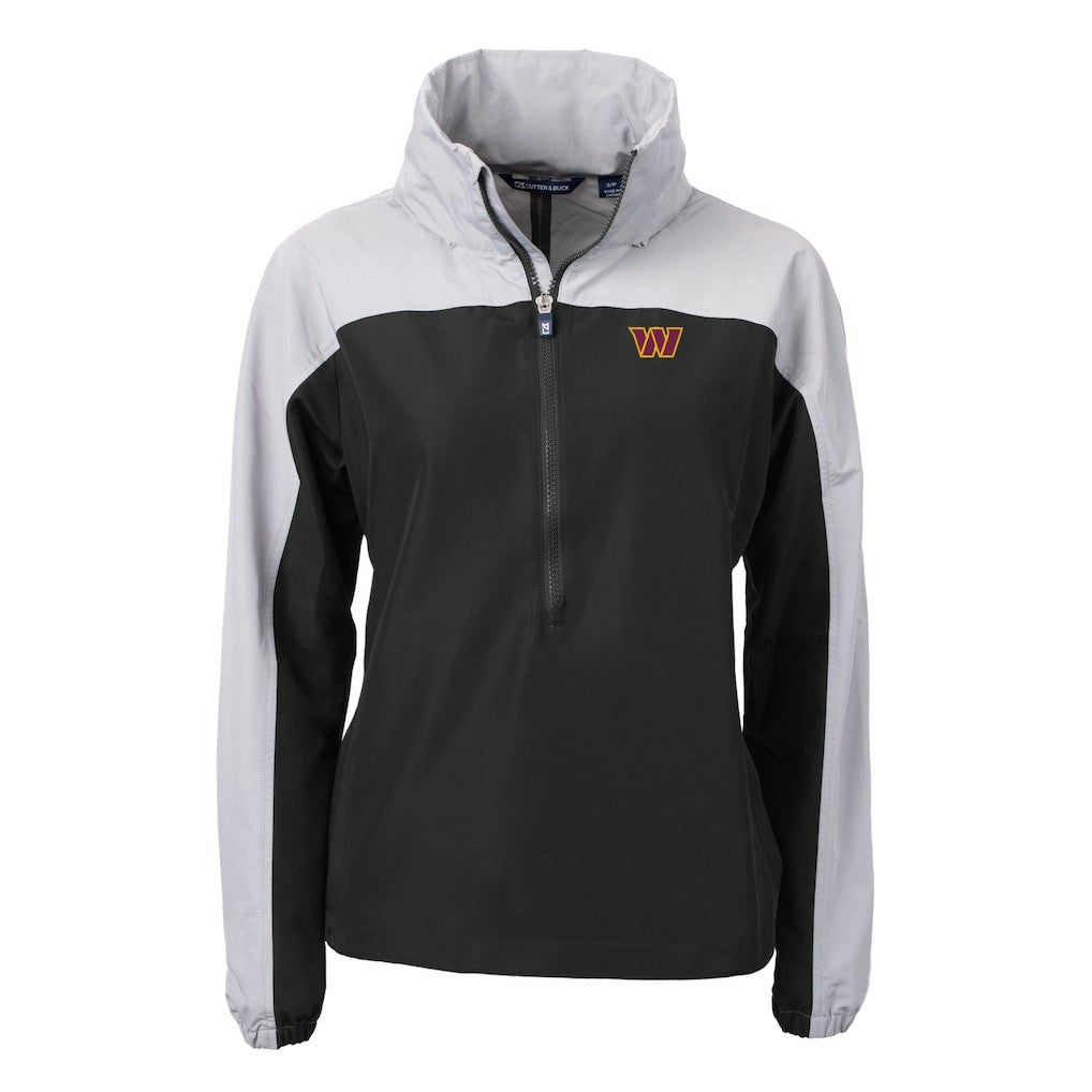 Washington Commanders Cutter & Buck Women's Charter Eco Recycled Half-Zip Hooded Anorak Jacket | NFL Hot