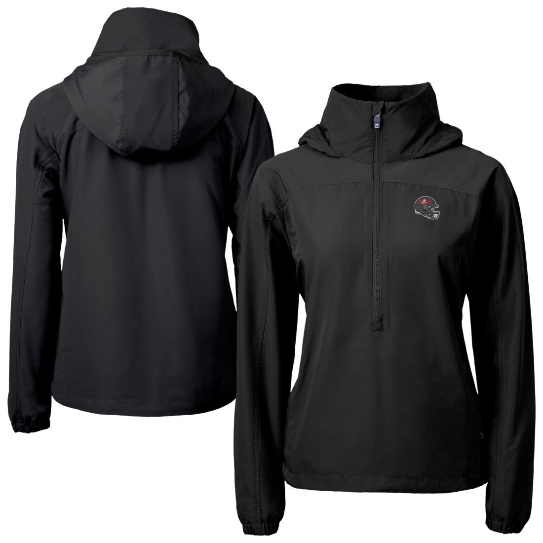 Tampa Bay Buccaneers Cutter & Buck Women's Charter Eco Recycled Half-Zip Hooded Anorak Jacket | NFL Sale