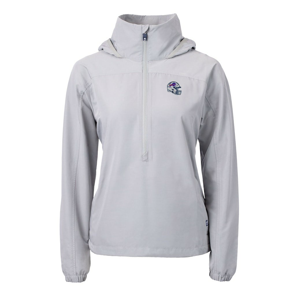 Buffalo Bills Cutter & Buck Women's Charter Eco Recycled Half-Zip Hooded Anorak Jacket | NFL Discount