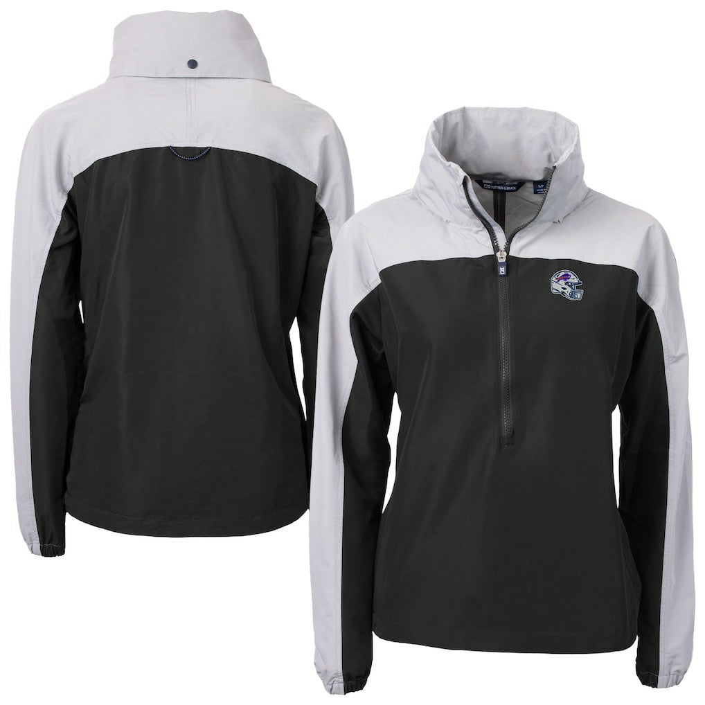 Buffalo Bills Cutter & Buck Women's Charter Eco Recycled Half-Zip Hooded Anorak Jacket | NFL Discount