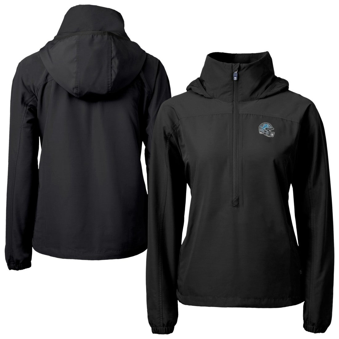 Detroit Lions Cutter & Buck Women's Charter Eco Recycled Half-Zip Hooded Anorak Jacket | NFL US