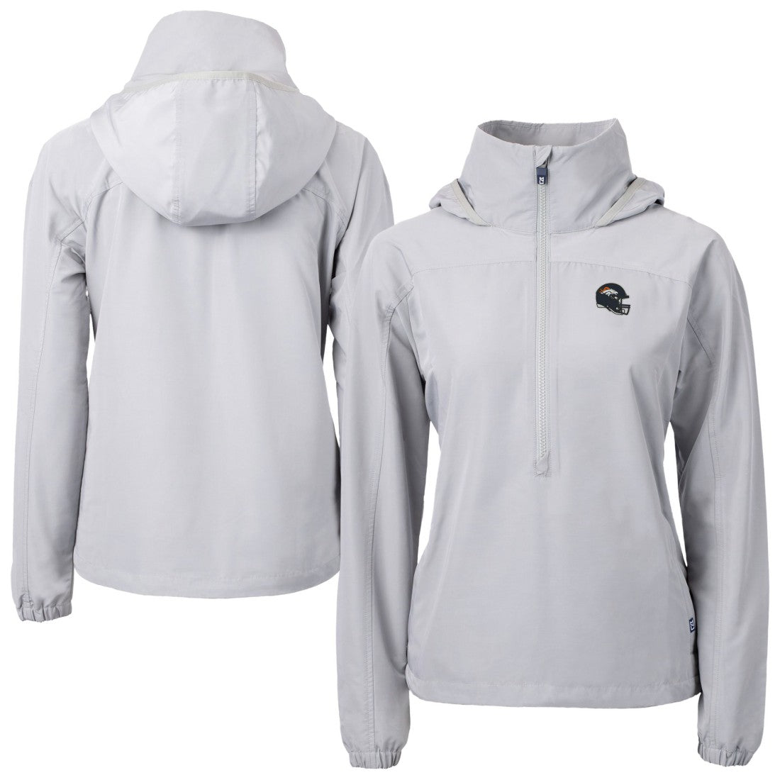 Denver Broncos Cutter & Buck Women's Charter Eco Recycled Half-Zip Hooded Anorak Jacket | NFL US