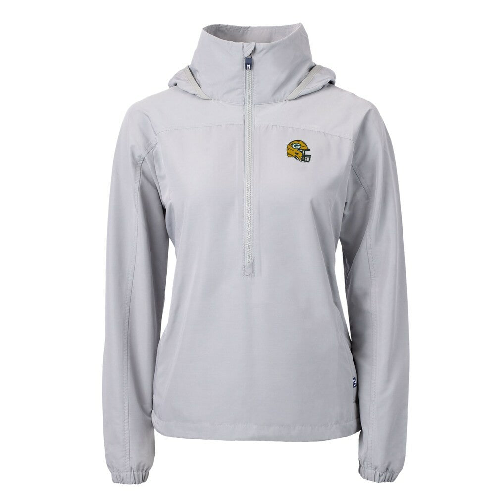 Green Bay Packers Cutter & Buck Women's Charter Eco Recycled Half-Zip Hooded Anorak Jacket | NFL New