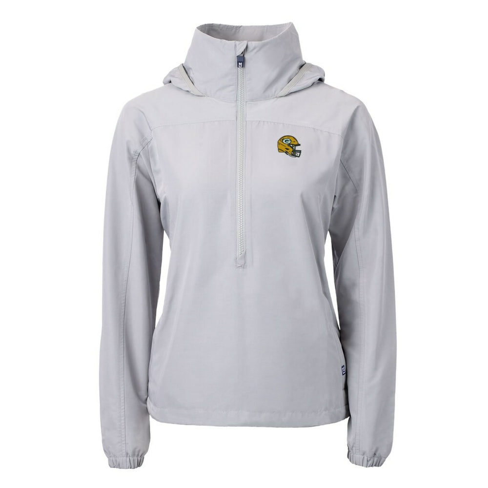 Green Bay Packers Cutter & Buck Women's Charter Eco Recycled Half-Zip Hooded Anorak Jacket | NFL New