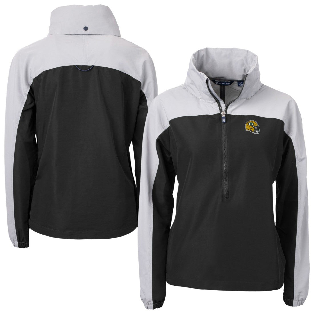 Green Bay Packers Cutter & Buck Women's Charter Eco Recycled Half-Zip Hooded Anorak Jacket | NFL Hot
