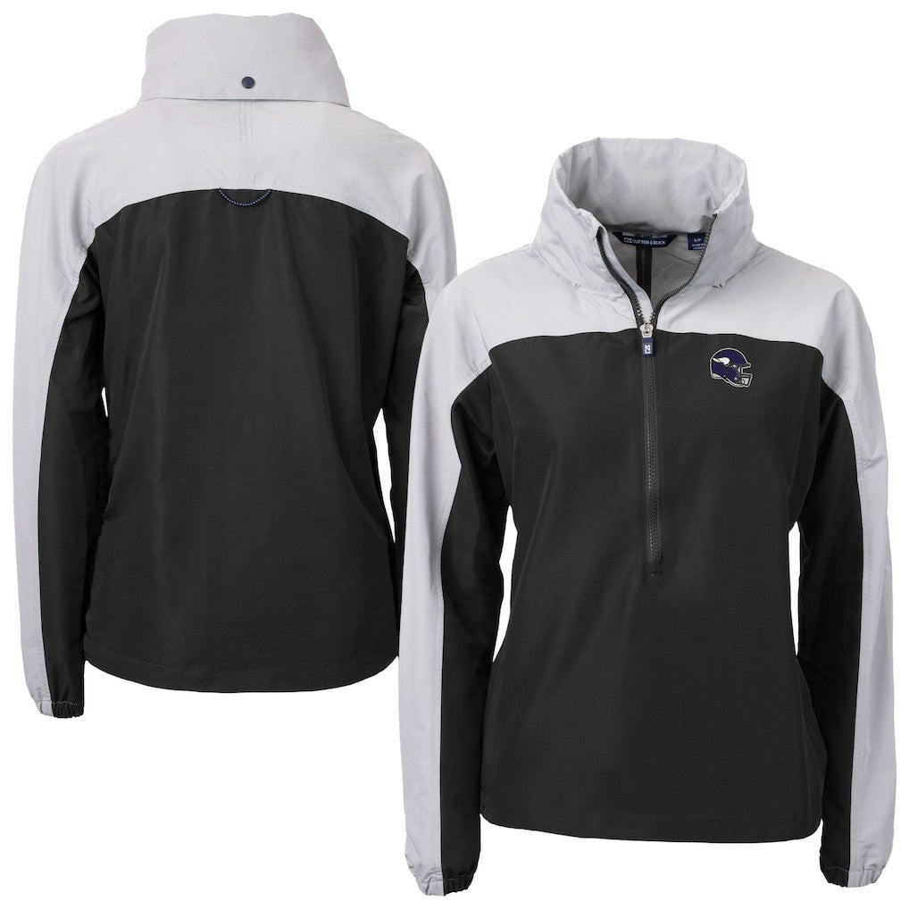 Minnesota Vikings Cutter & Buck Women's Charter Eco Recycled Half-Zip Hooded Anorak Jacket | NFL Outlet