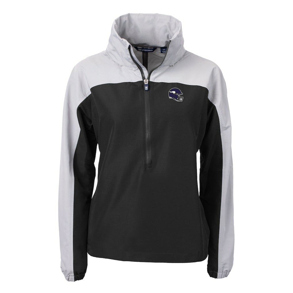 Minnesota Vikings Cutter & Buck Women's Charter Eco Recycled Half-Zip Hooded Anorak Jacket | NFL Outlet