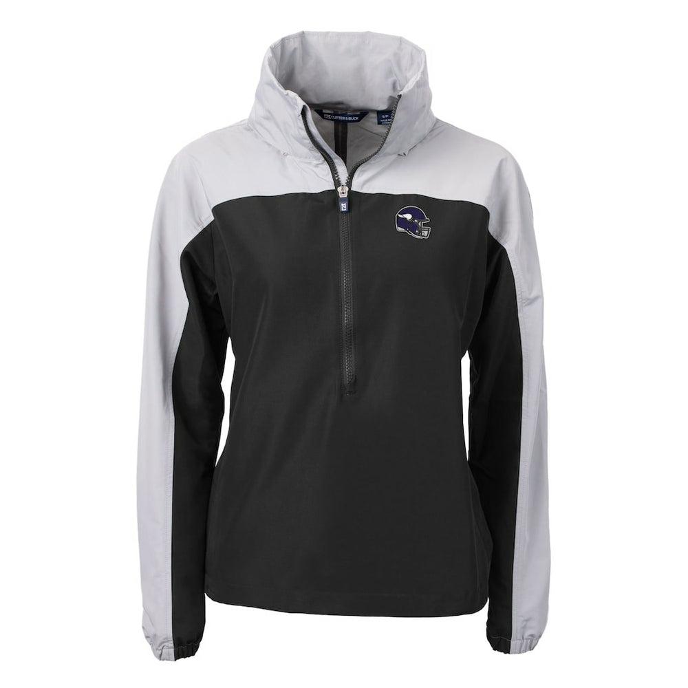 Minnesota Vikings Cutter & Buck Women's Charter Eco Recycled Half-Zip Hooded Anorak Jacket | NFL Outlet