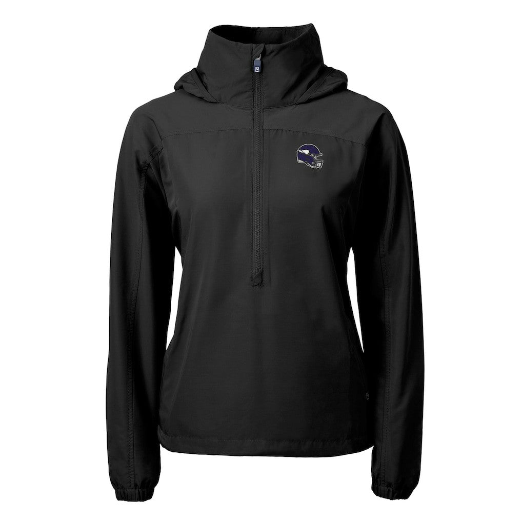 Minnesota Vikings Cutter & Buck Women's Charter Eco Recycled Half-Zip Hooded Anorak Jacket | NFL Sale
