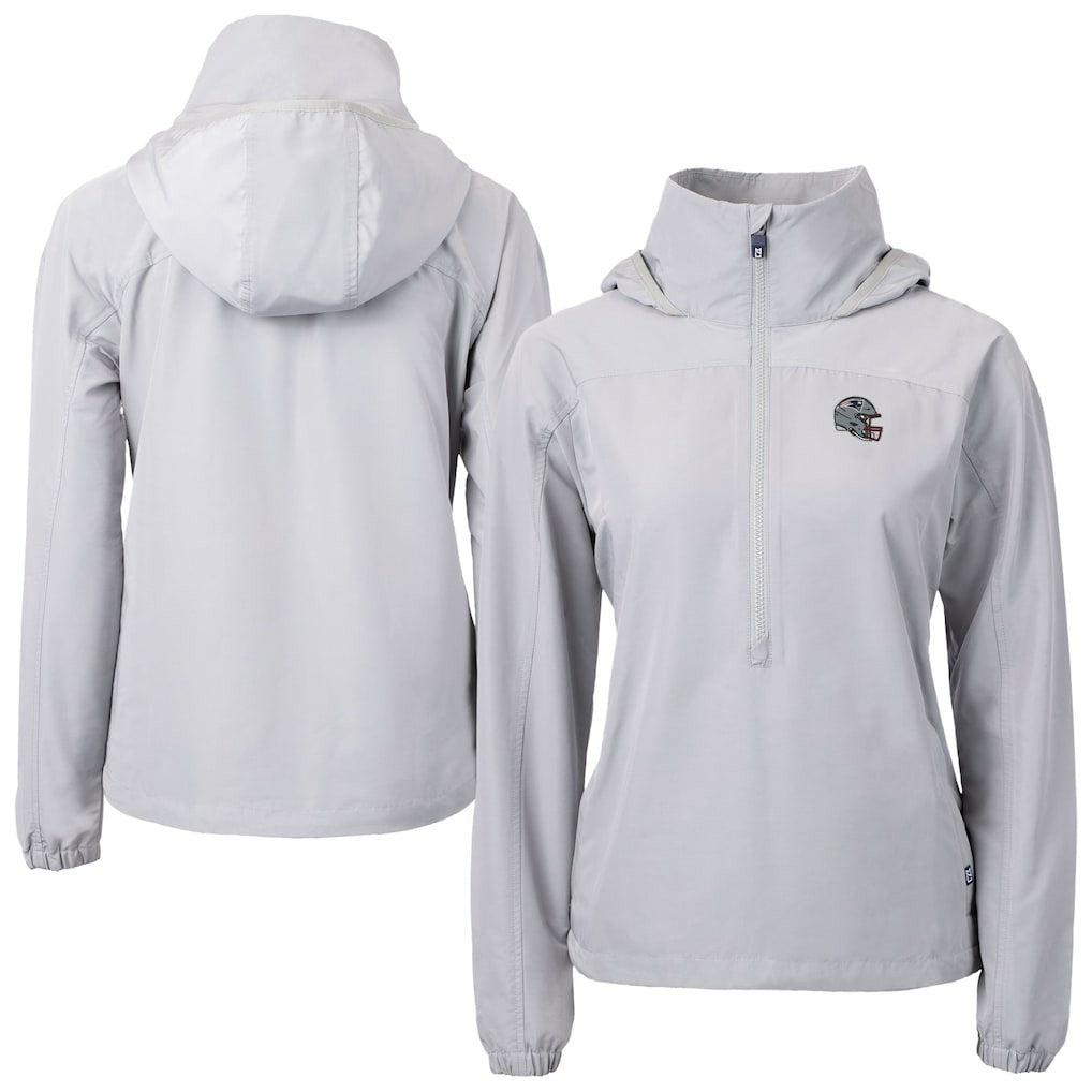New England Patriots Cutter & Buck Women's Charter Eco Recycled Half-Zip Hooded Anorak Jacket | NFL Hot