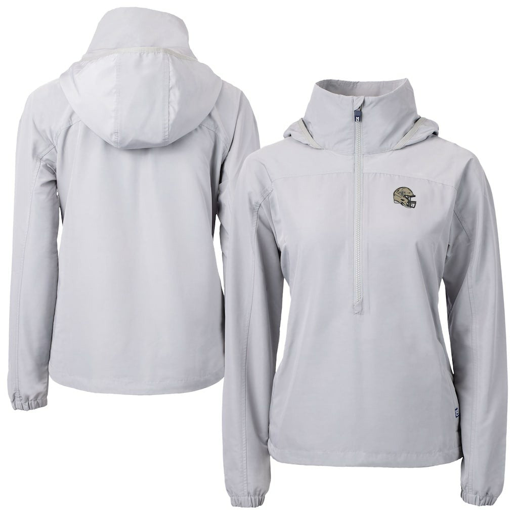 New Orleans Saints Cutter & Buck Women's Charter Eco Recycled Half-Zip Hooded Anorak Jacket | NFL Discount