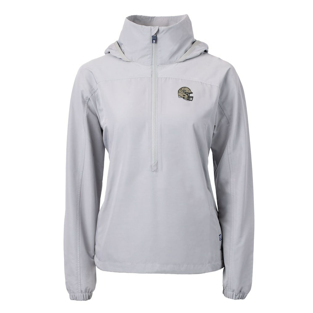 New Orleans Saints Cutter & Buck Women's Charter Eco Recycled Half-Zip Hooded Anorak Jacket | NFL Discount