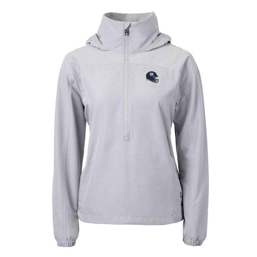 New York Giants Cutter & Buck Women's Charter Eco Recycled Half-Zip Hooded Anorak Jacket | NFL Discount