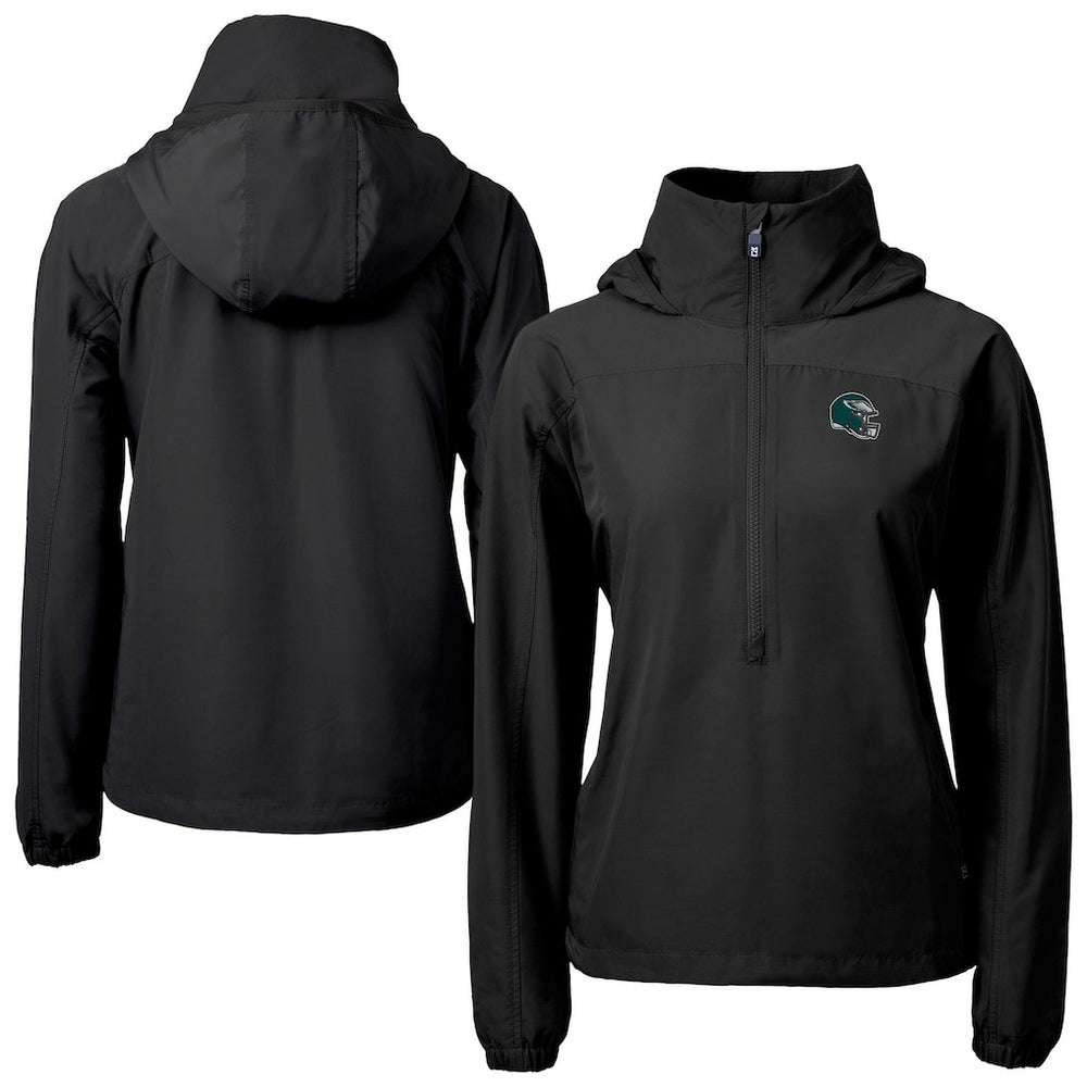 Philadelphia Eagles Cutter & Buck Women's Charter Eco Recycled Half-Zip Hooded Anorak Jacket | NFL Online