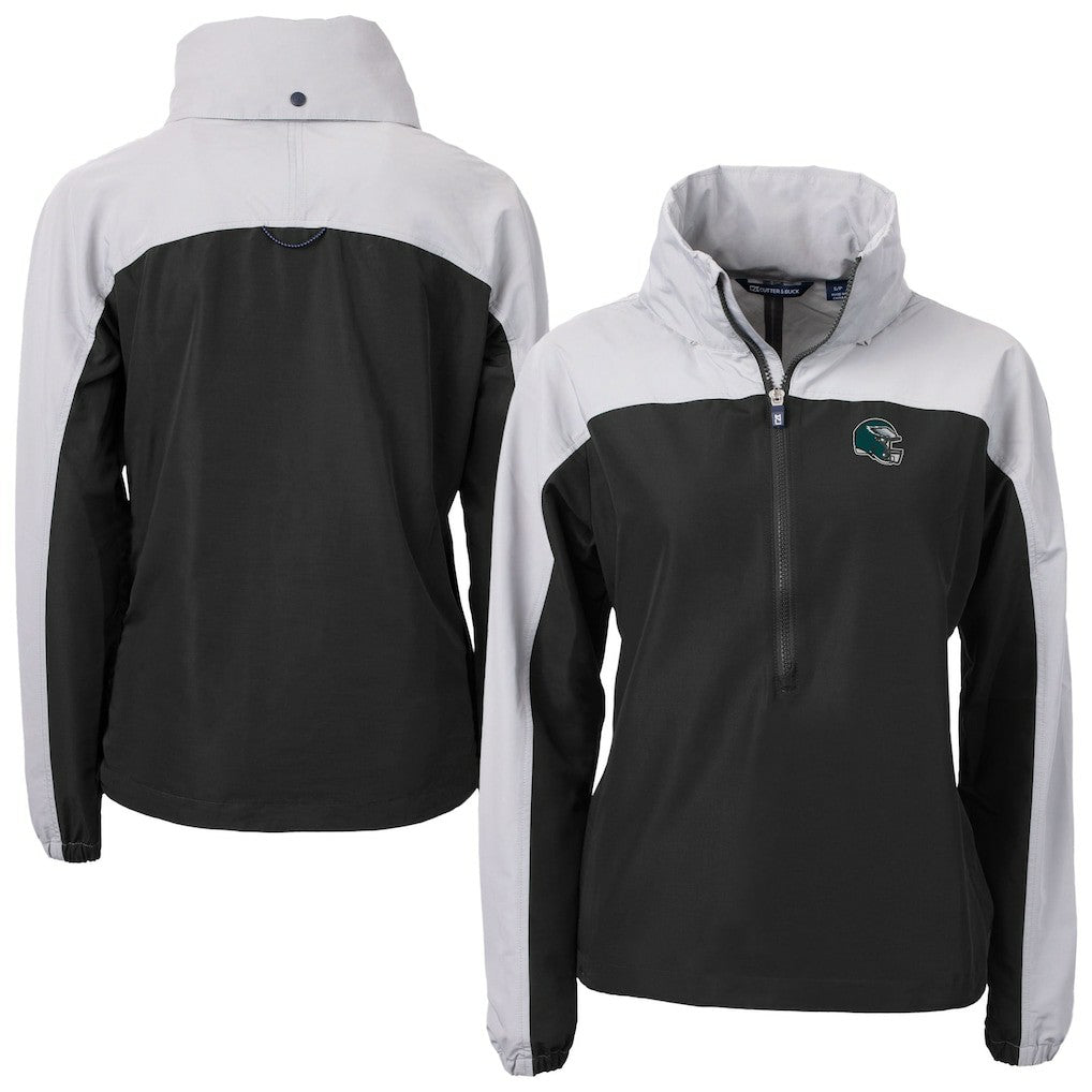 Philadelphia Eagles Cutter & Buck Women's Charter Eco Recycled Half-Zip Hooded Anorak Jacket | NFL Online
