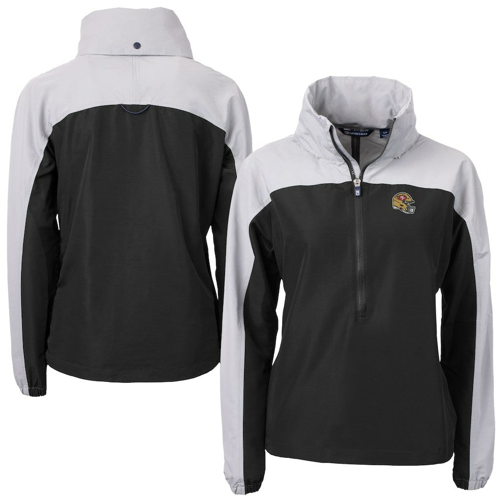 San Francisco 49ers Cutter & Buck Women's Charter Eco Recycled Half-Zip Hooded Anorak Jacket | NFL New