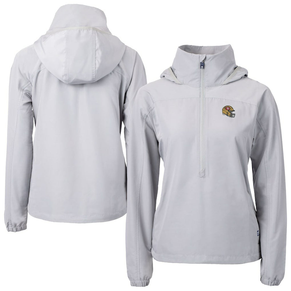 San Francisco 49ers Cutter & Buck Women's Charter Eco Recycled Half-Zip Hooded Anorak Jacket | NFL Discount