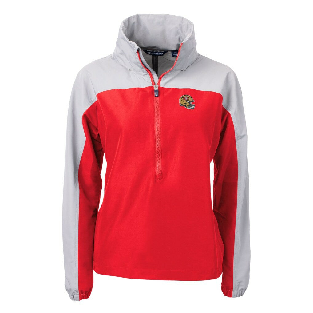 San Francisco 49ers Cutter & Buck Women's Charter Eco Recycled Half-Zip Hooded Anorak Jacket | NFL Discount