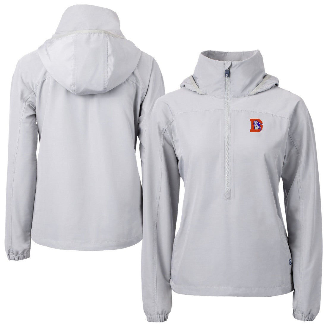 Denver Broncos Cutter & Buck Women's Charter Eco Recycled Half-Zip Hooded Anorak Jacket | NFL Near me