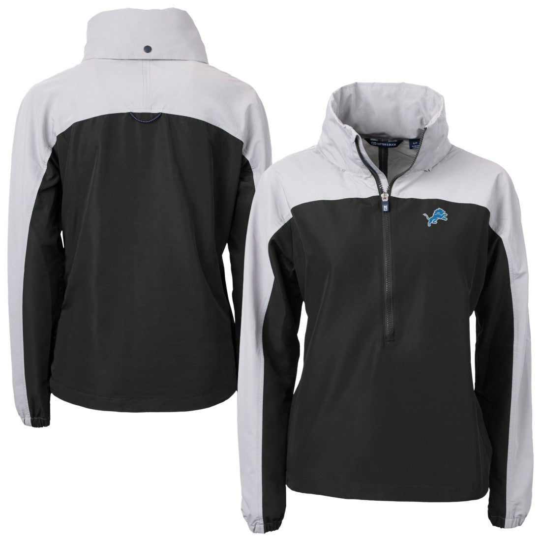 Detroit Lions Cutter & Buck Women's Charter Eco Recycled Half-Zip Hooded Anorak Jacket | NFL On sale