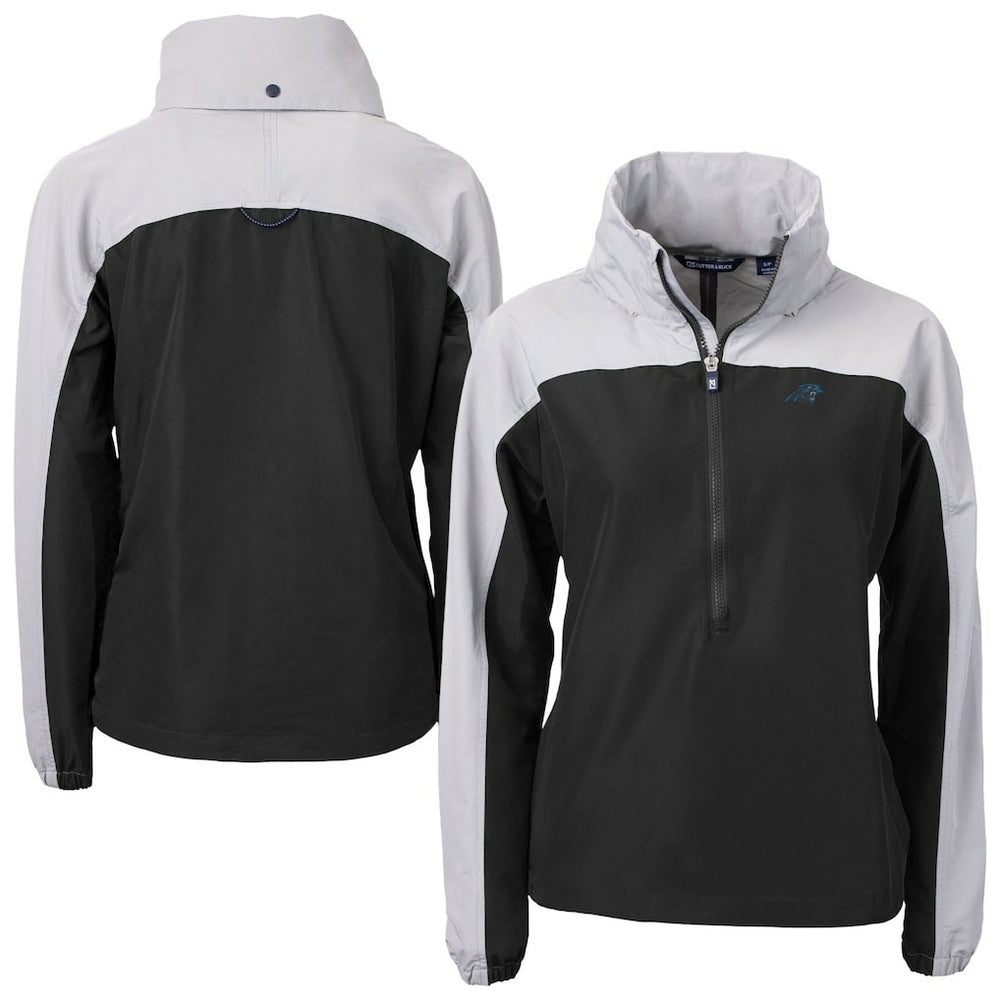 Carolina Panthers Cutter & Buck Women's Charter Eco Recycled Half-Zip Hooded Anorak Jacket | NFL New