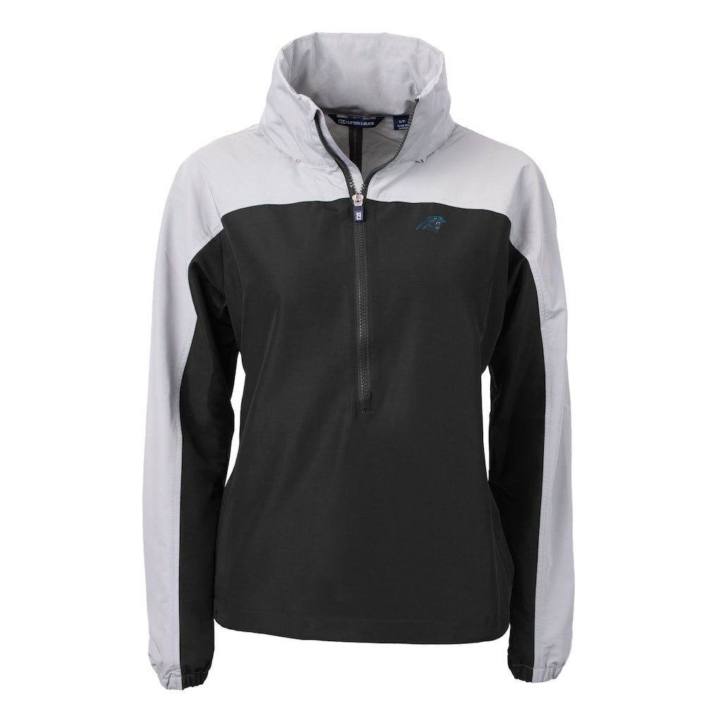 Carolina Panthers Cutter & Buck Women's Charter Eco Recycled Half-Zip Hooded Anorak Jacket | NFL New