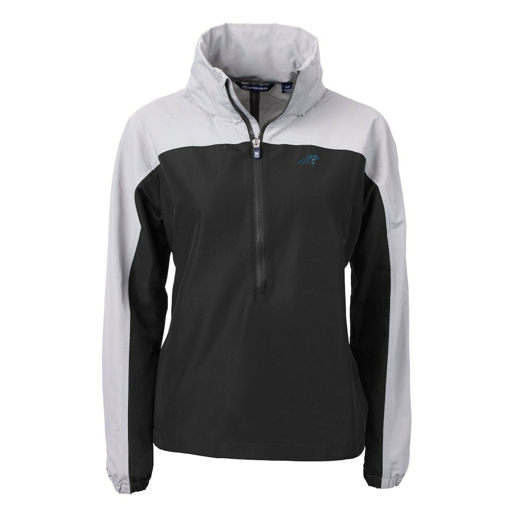 Carolina Panthers Cutter & Buck Women's Charter Eco Recycled Half-Zip Hooded Anorak Jacket | NFL New