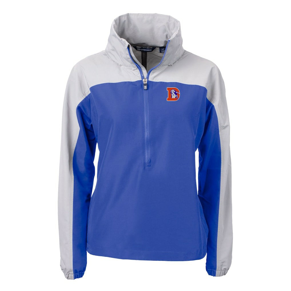 Denver Broncos Cutter & Buck Women's Charter Eco Recycled Half-Zip Hooded Anorak Jacket | NFL New