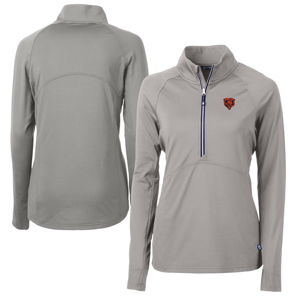 Chicago Bears Cutter & Buck Women's Adapt Eco Knit Stretch Recycled Raglan Half-Zip Top | NFL Outlet