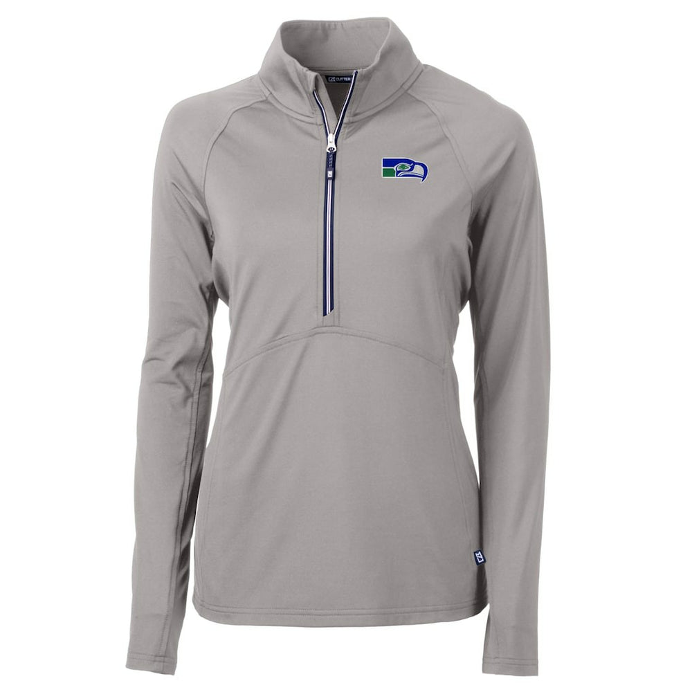 Seattle Seahawks Cutter & Buck Women's Historical Adapt Eco Knit Stretch Recycled Raglan Half-Zip Top | NFL On sale