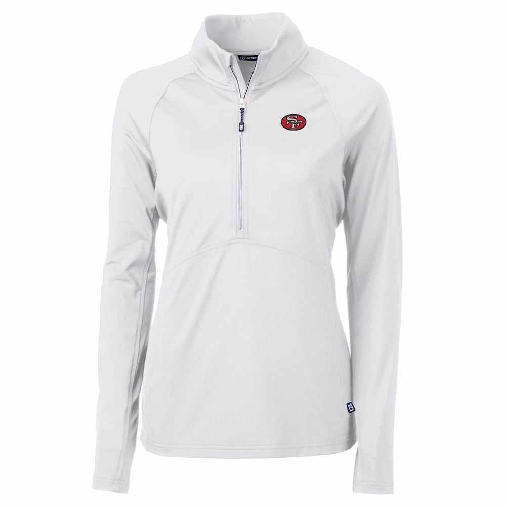 San Francisco 49ers Cutter & Buck Women's Adapt Eco Knit Stretch Recycled Raglan Half-Zip Top | NFL New