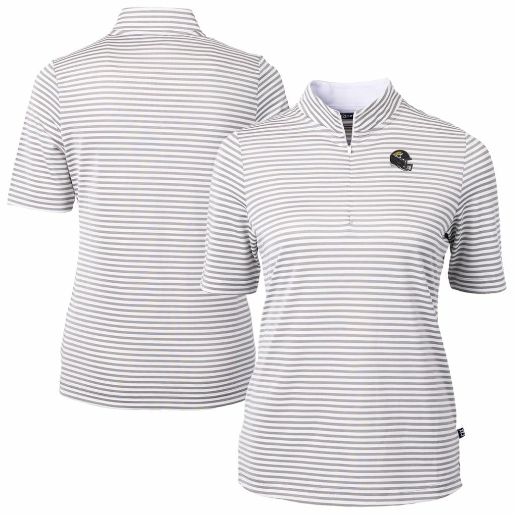 Jacksonville Jaguars Cutter & Buck Women's Virtue Eco Pique Stripe Recycled Quarter-Zip Top | NFL Near me
