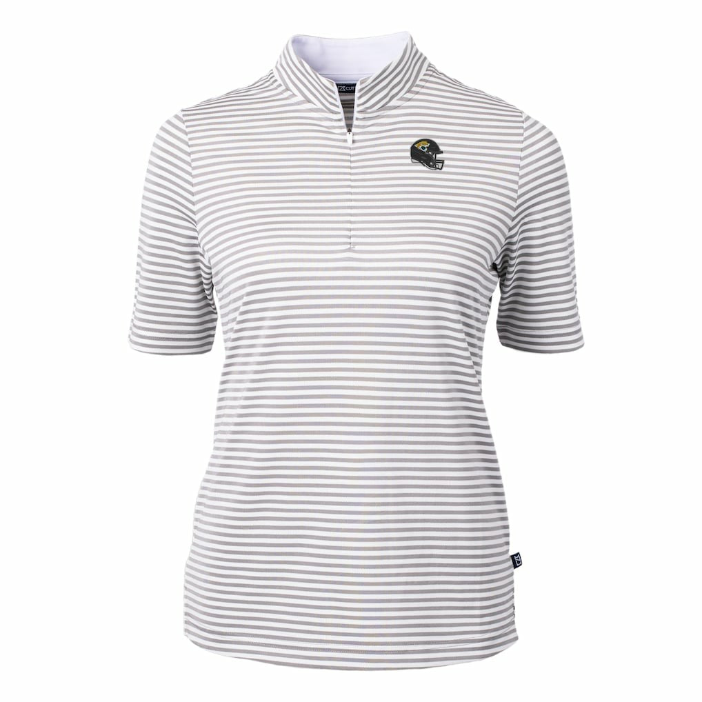 Jacksonville Jaguars Cutter & Buck Women's Virtue Eco Pique Stripe Recycled Quarter-Zip Top | NFL Near me