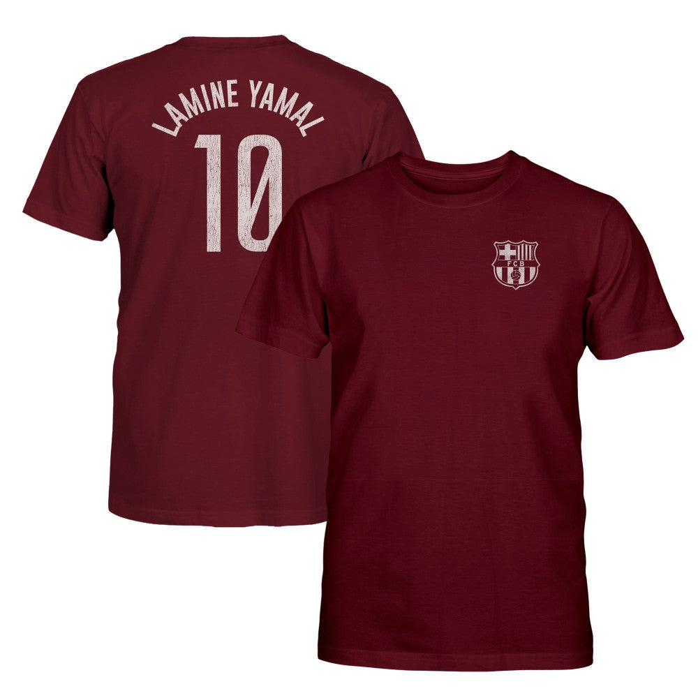 Lamine Yamal Barcelona 1863FC  Youth Player Name & Number T-Shirt on sale - Maroon
