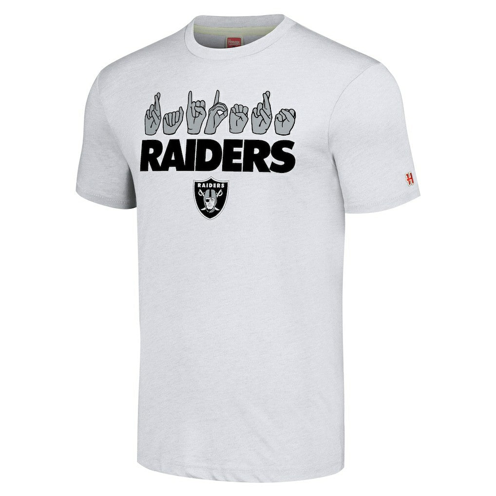 Las Vegas Raiders Homage Unisex The NFL ASL Collection by Love Sign American Sign Language T-Shirt | NFL Outlet