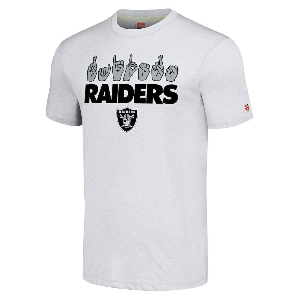 Las Vegas Raiders Homage Unisex The NFL ASL Collection by Love Sign American Sign Language T-Shirt | NFL Outlet