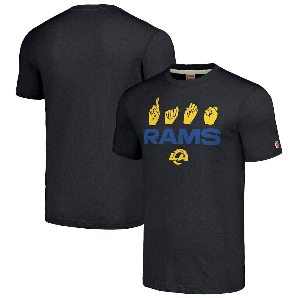 Los Angeles Rams Homage Unisex The NFL ASL Collection by Love Sign American Sign Language T-Shirt | NFL New