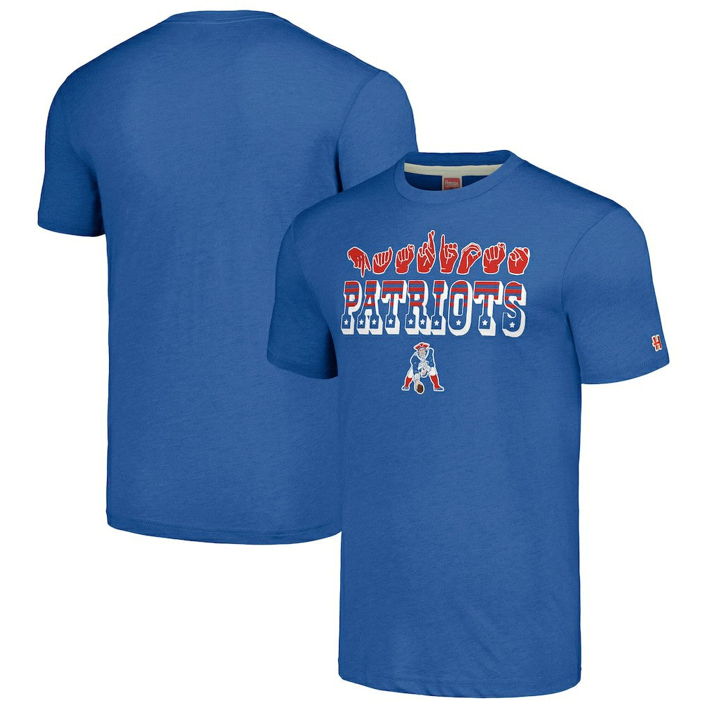 New England Patriots Homage Unisex The NFL ASL Collection by Love Sign American Sign Language T-Shirt | NFL New