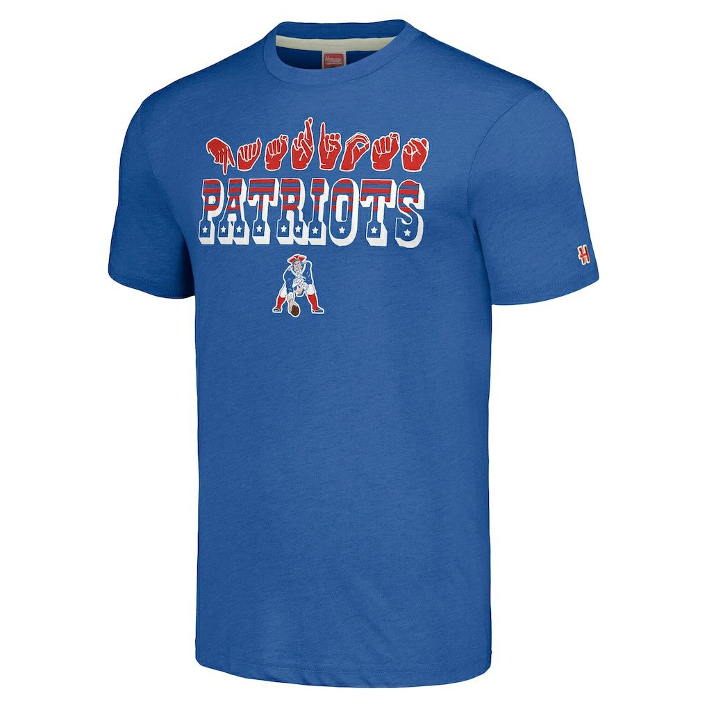 New England Patriots Homage Unisex The NFL ASL Collection by Love Sign American Sign Language T-Shirt | NFL New