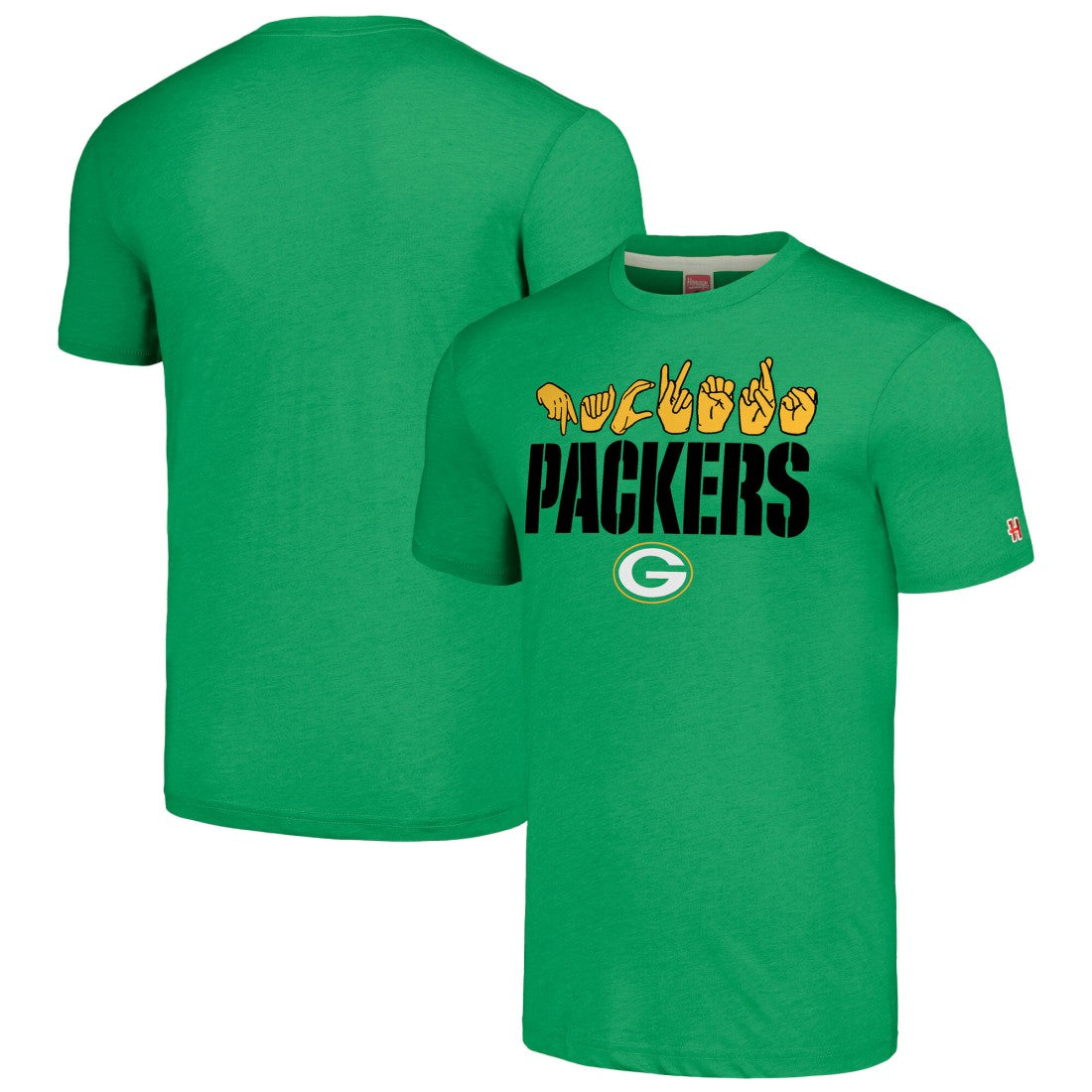 Green Bay Packers Homage Unisex The NFL ASL Collection by Love Sign American Sign Language T-Shirt | NFL US