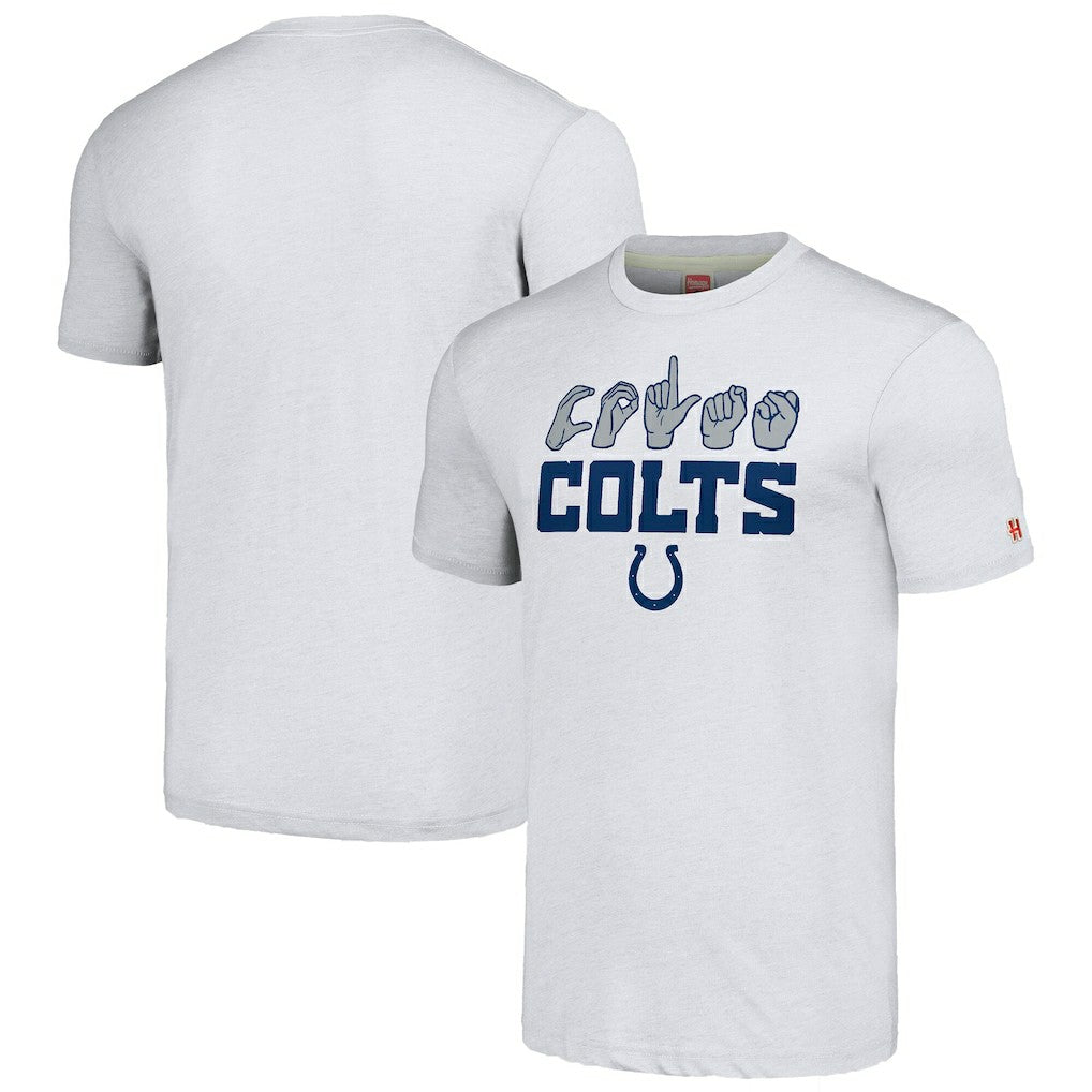 Indianapolis Colts Homage Unisex The NFL ASL Collection by Love Sign American Sign Language T-Shirt | NFL Online