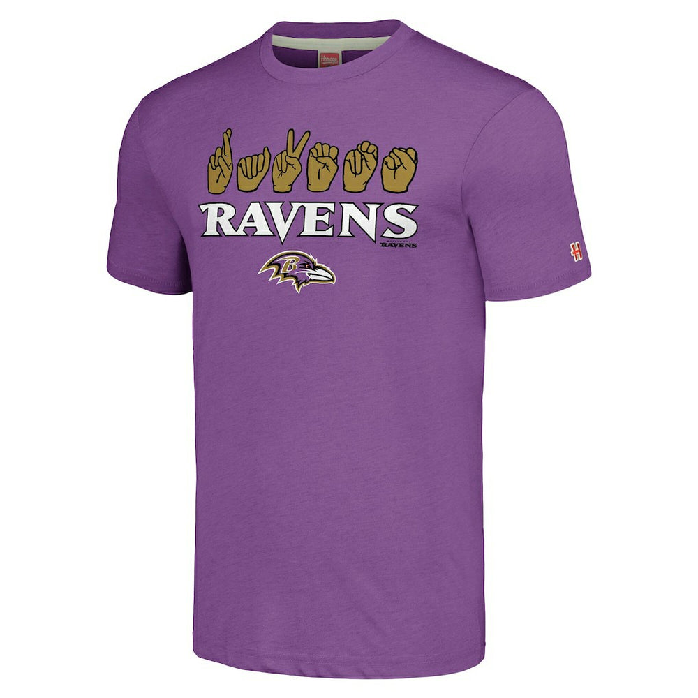 Baltimore Ravens Homage Unisex The NFL ASL Collection by Love Sign American Sign Language T-Shirt | NFL New