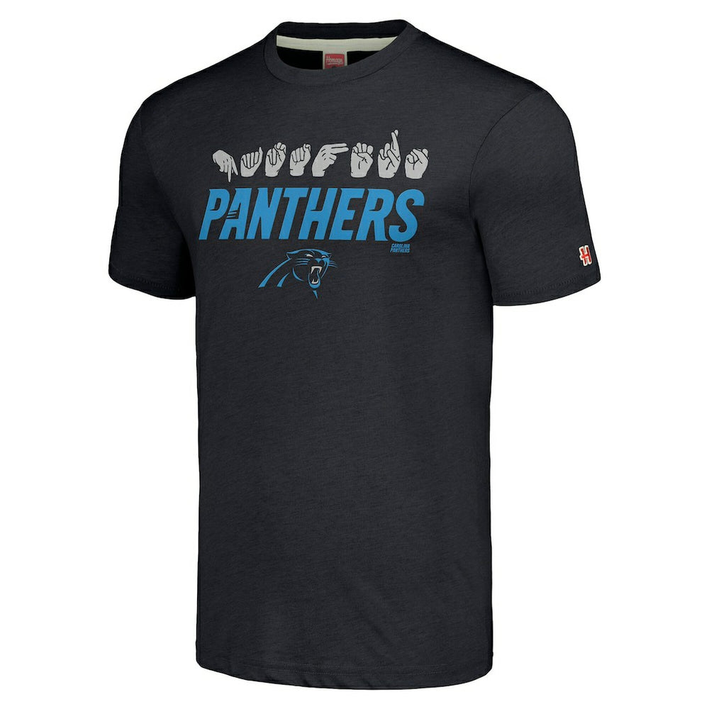Carolina Panthers Homage Unisex The NFL ASL Collection by Love Sign American Sign Language T-Shirt | NFL New