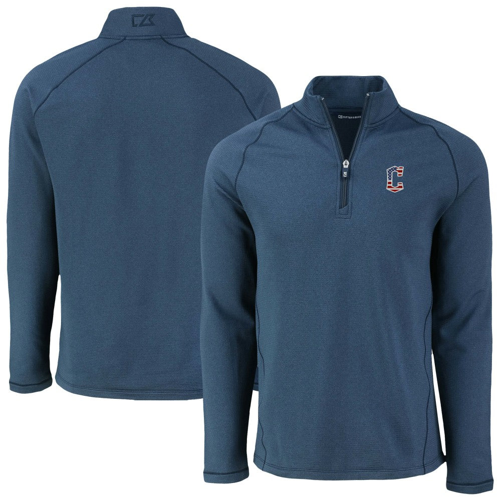 Cleveland Guardians Cutter & Buck Peshastin Eco Fleece Recycled Raglan Quarter-Zip Top - MLB Tops