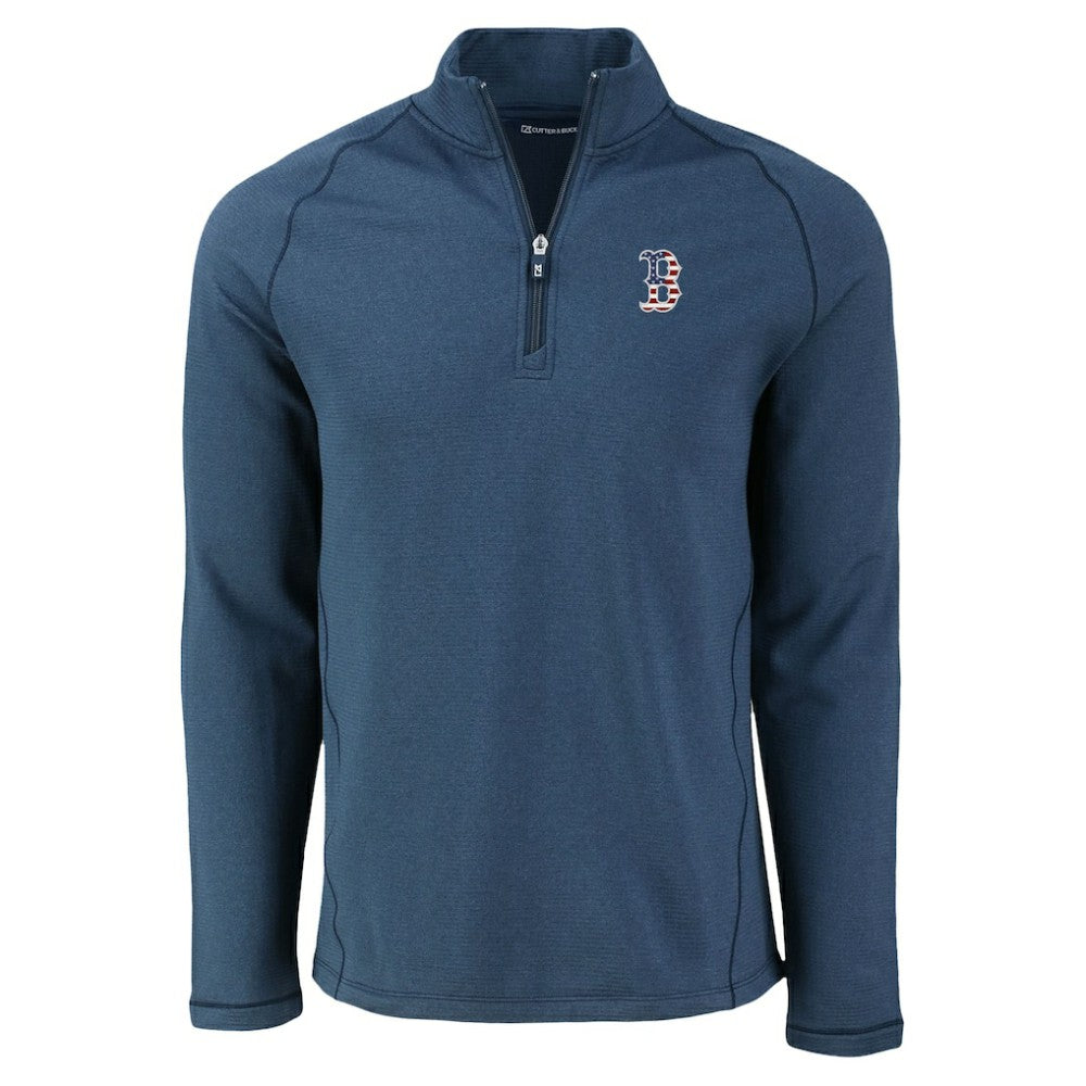 Boston Red Sox Cutter & Buck Peshastin Eco Fleece Recycled Raglan Quarter-Zip Top - MLB Tops