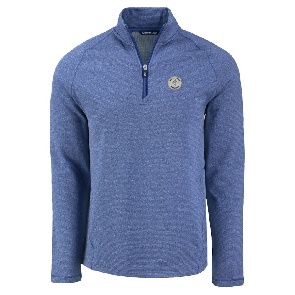 Milwaukee Brewers Cutter & Buck Peshastin Eco Fleece Recycled Raglan Quarter-Zip Top - MLB Tops