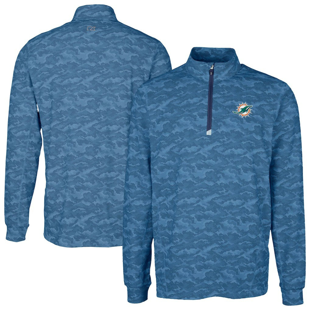 Miami Dolphins Cutter & Buck Traverse Camo Print Stretch Quarter-Zip Top | NFL Discount