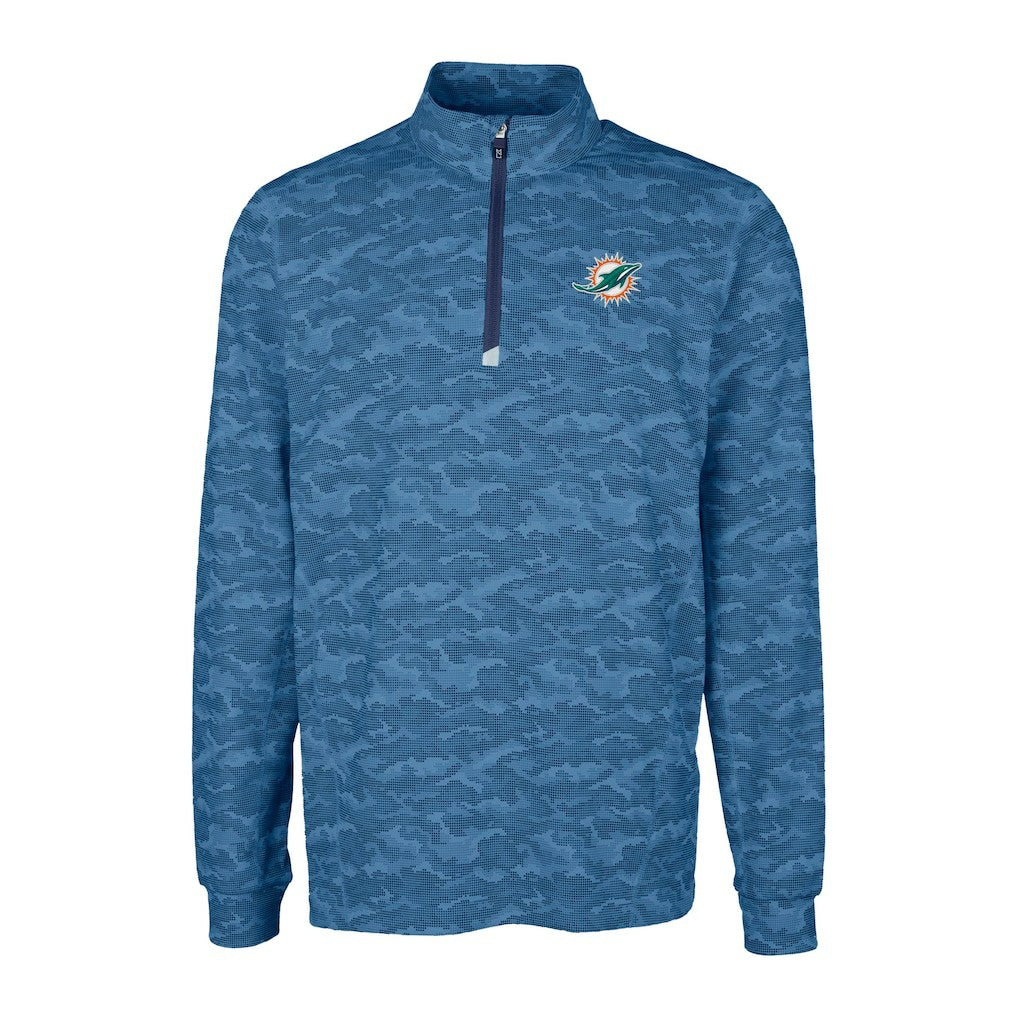 Miami Dolphins Cutter & Buck Traverse Camo Print Stretch Quarter-Zip Top | NFL Discount
